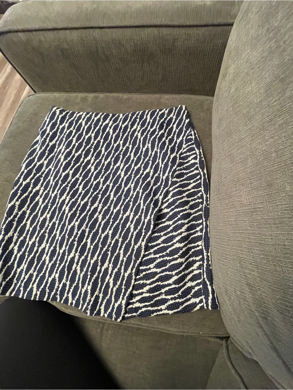 LOFT Navy and White Textured Mini Skirt